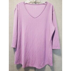 Seg'ments Essential Women's Purple Textured Knit V-Neck Top Size XL